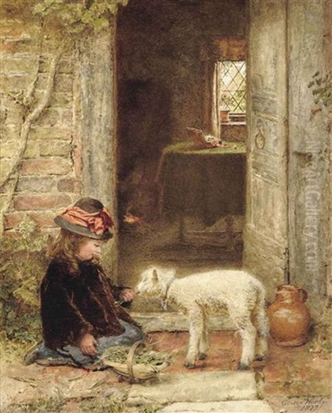 The Pet Lamb Oil Painting by George Hardy