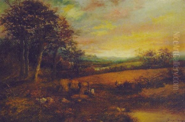 Pastoral Scene Of The English Countryside Oil Painting by George Hardy