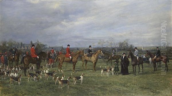 Meet Of The Quorn Hounds At Kirby Gate November 7 Oil Painting by Heywood Hardy