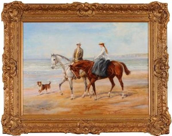 Riders On The Shore Oil Painting by Heywood Hardy