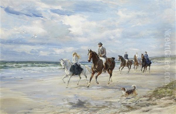 A Morning Ride Oil Painting by Heywood Hardy