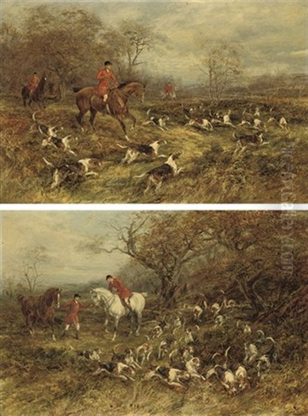 Gone To Cover (+ The Kill; Pair) Oil Painting by Heywood Hardy