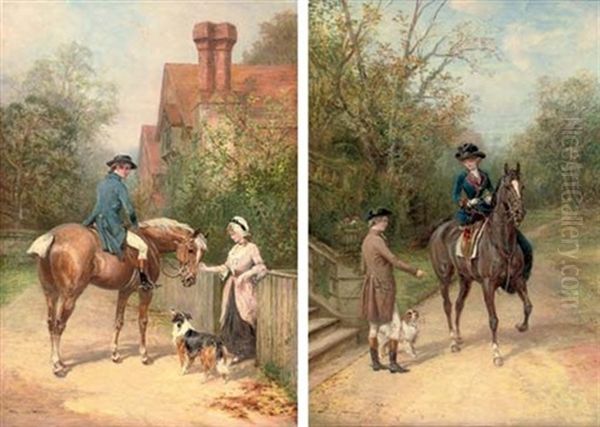 The Cast Shoe (+ By The Gate; Pair) Oil Painting by Heywood Hardy