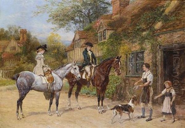 A Chat With The Blacksmith Oil Painting by Heywood Hardy