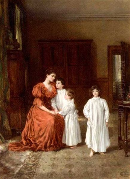 Family Portrait Oil Painting by Heywood Hardy