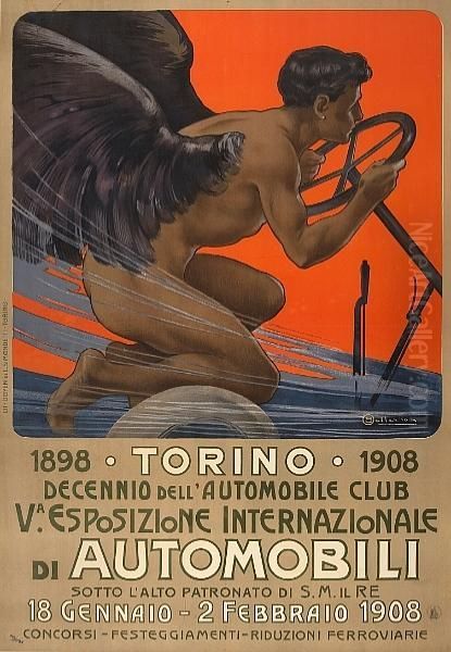 Va. Esposizione Internationazionale Di Automobili, Torino Oil Painting by Osvaldo Ballerio