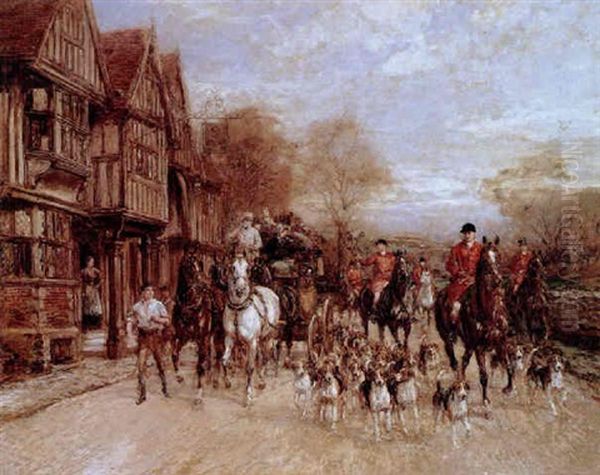 Hounds First, Gentlemen! Hounds First! Oil Painting by Heywood Hardy