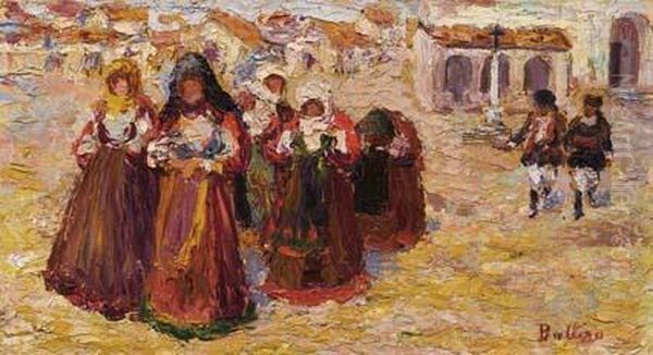 Dopo La Messa, Nuoro Oil Painting by Antonio Ballero