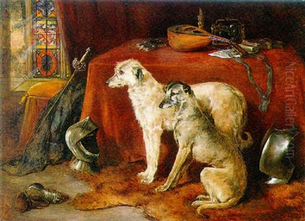 Deerhounds In Study Oil Painting by Heywood Hardy