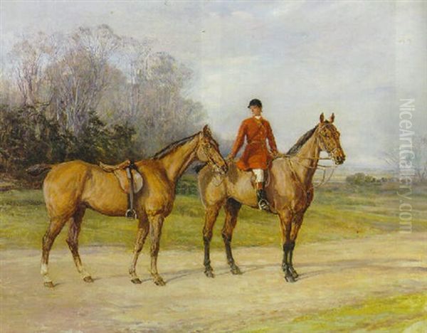 Holding The Master's Horse Oil Painting by Heywood Hardy