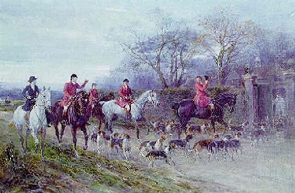 A Thanks To The Huntsman Oil Painting by Heywood Hardy