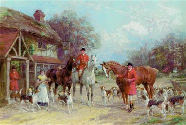 Outside The Fox Inn Oil Painting by Heywood Hardy