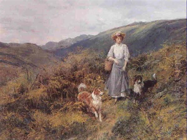 A Highland Path Oil Painting by Heywood Hardy