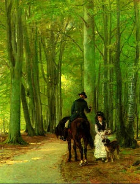 Meeting In The Forest Oil Painting by Heywood Hardy