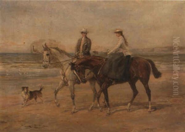 Riders On The Shore Oil Painting by Heywood Hardy