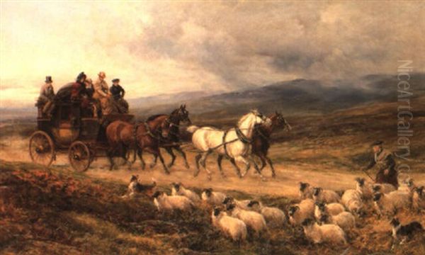 Highland Coaching Oil Painting by Heywood Hardy