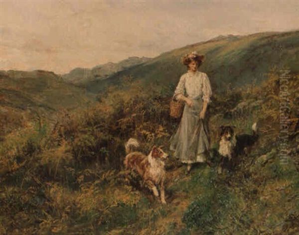 A Highland Path Oil Painting by Heywood Hardy