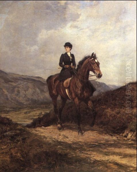 Lady Ferguson Of Kilkerra, Ayrshire, On Horseback Oil Painting by Heywood Hardy