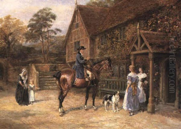 Visiting The Manor Oil Painting by Heywood Hardy