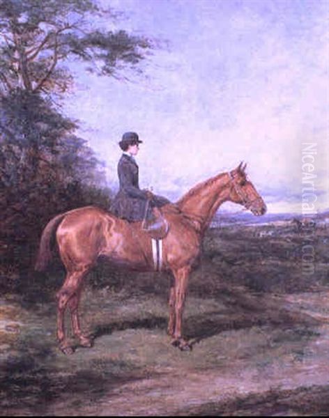 Miss A.l. North On 'ivanhoe' Oil Painting by Heywood Hardy