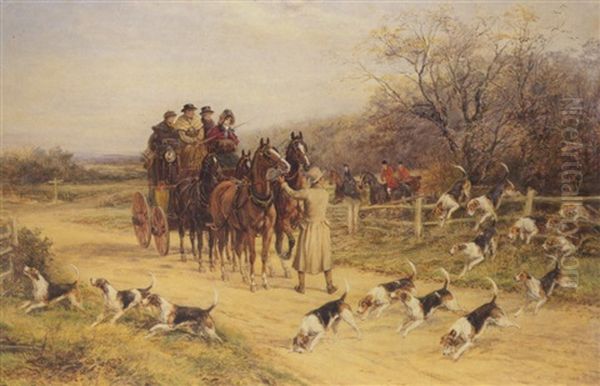 Hounds First Oil Painting by Heywood Hardy