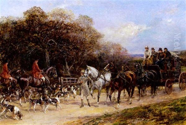 Passing The Hunt Oil Painting by Heywood Hardy