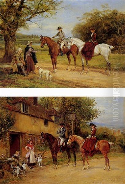 Wayside Charity Oil Painting by Heywood Hardy