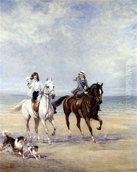 A Ride By The Sea Oil Painting by Heywood Hardy