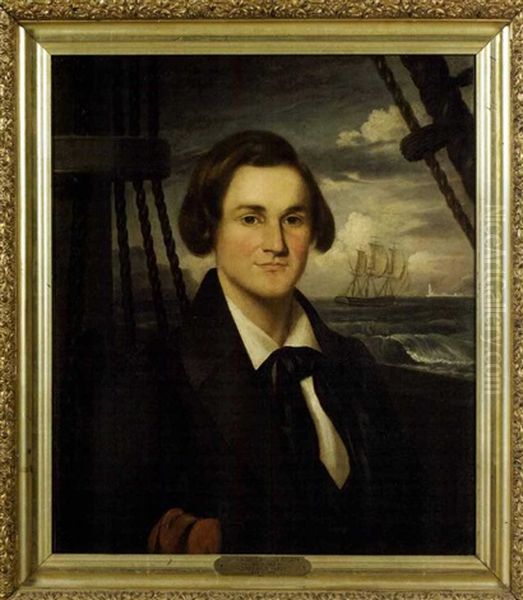 Portrait Of Ship Captain David Wheeler Stilson Oil Painting by Jeremiah P. Hardy