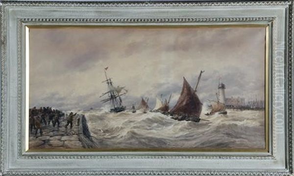 Rough Seas, Dover Harbor Oil Painting by Thomas Bush Hardy