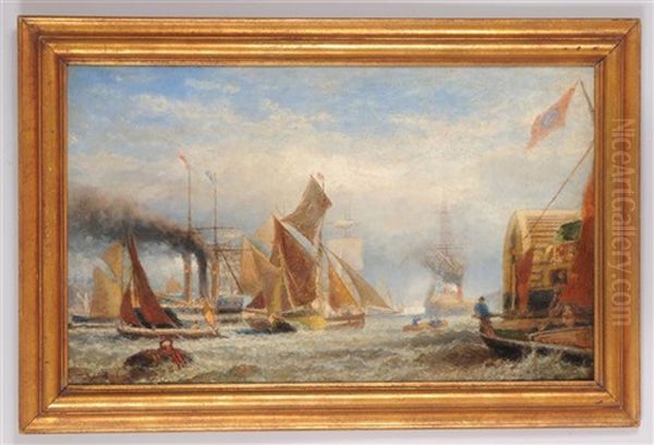 Harbor Scene Oil Painting by Thomas Bush Hardy