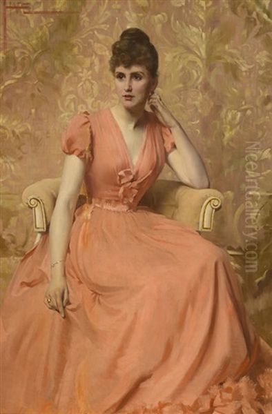 A Portrait Of A Lady Oil Painting by Julius Hare