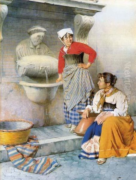 La Fontana Del Facchino Oil Painting by Francesco Ballesio