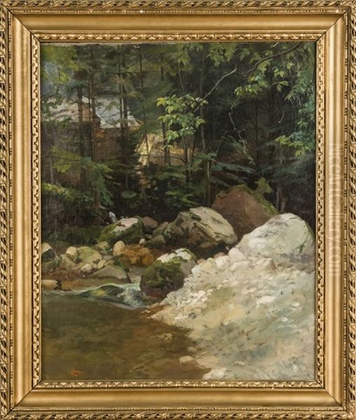 Ruisseau Et Sous Bois A Saint Pierre D'entremont Oil Painting by Ernest Victor Hareux