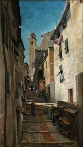 Ruelle Animee En Provence by Ernest Victor Hareux