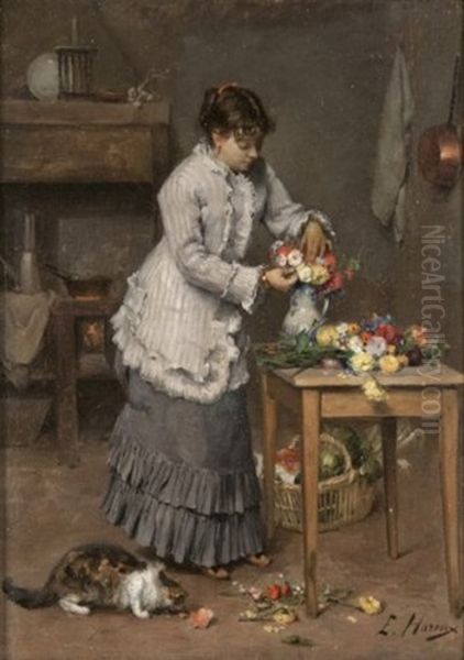 La Composition Du Bouquet Oil Painting by Ernest Victor Hareux