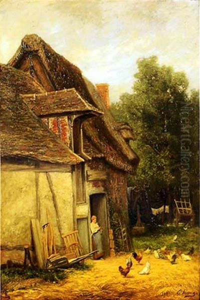 Devant Le Poulailler Oil Painting by Ernest Victor Hareux