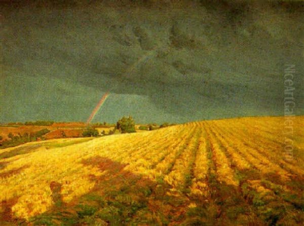 L'arc-en-ciel Sur Les Champs Oil Painting by Ernest Victor Hareux