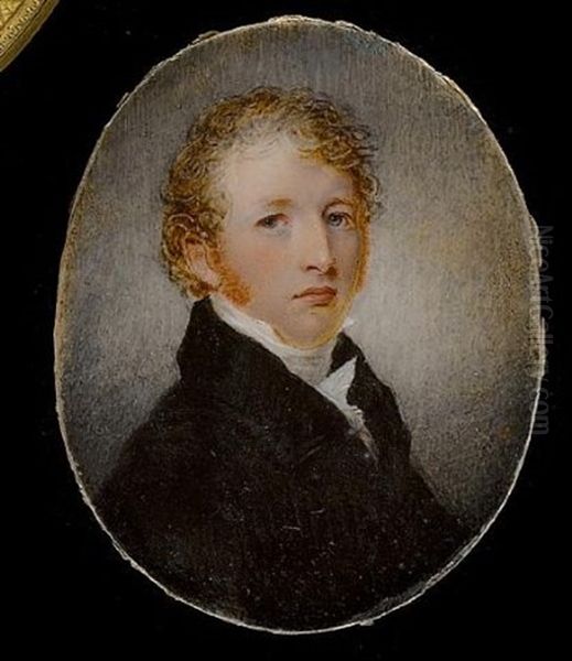 A Gentleman, Wearing Black Coat And White Cravat Oil Painting by Thomas Hargreaves