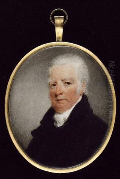 A Gentleman, Wearing Black Coat And White Cravat Oil Painting by Thomas Hargreaves