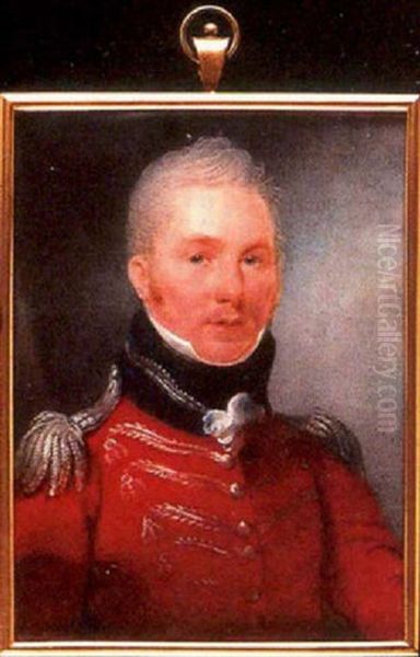 Portrait Of Lieutenant General Sir John Rose, K.c.b., In Staff Uniform, His Scarlet Jacket With Dark Blue Collar Oil Painting by Thomas Hargreaves