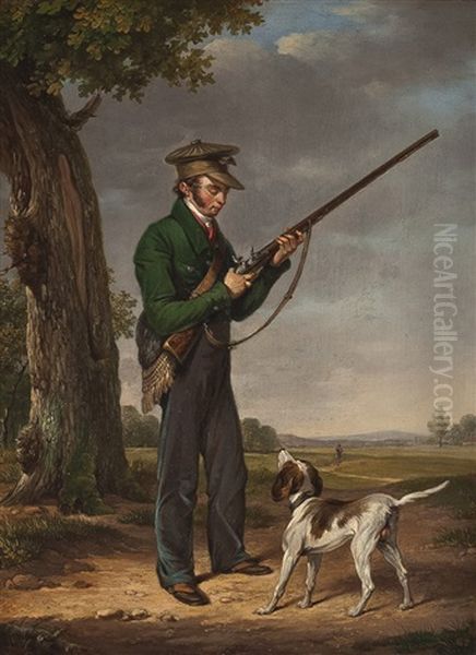 Jager Mit Hund Oil Painting by Johannes Hari the Elder