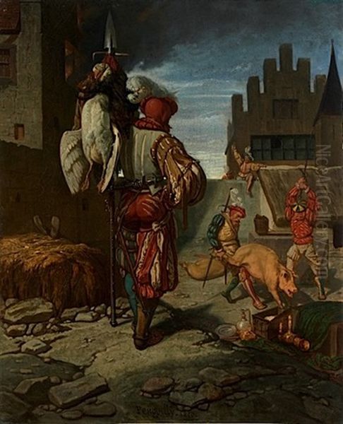 Scene De Pillage Oil Painting by Octave Penguilly l' Haridon