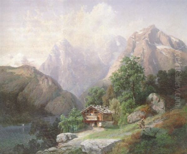 Berglandschaft In Der Schweiz Oil Painting by George Jabin