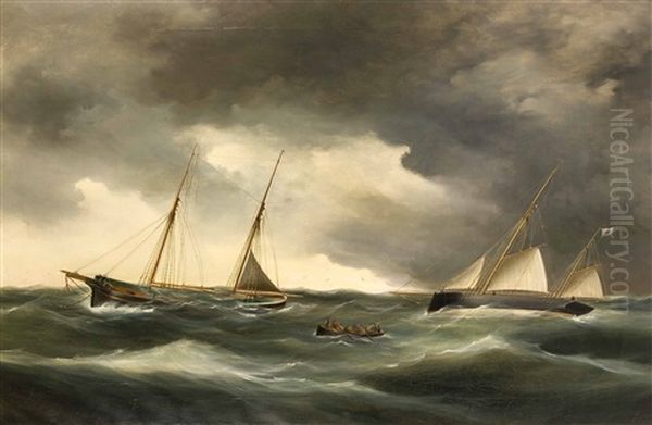 Havarie Auf Hoher See Oil Painting by Oltmann Jaburg