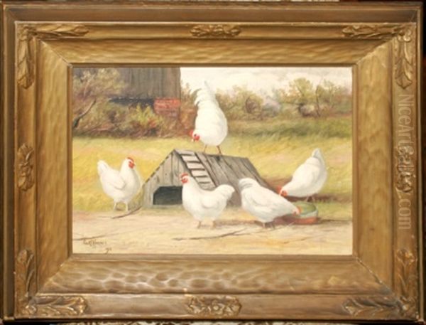 Chickens In Barn Yard by Paul Harney Jr.