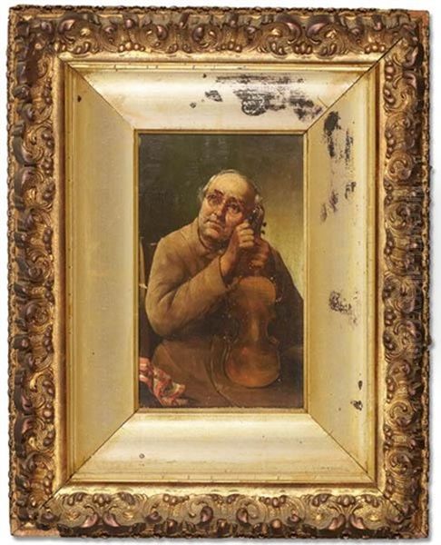 Man Holding Violin Oil Painting by Paul Harney Jr.