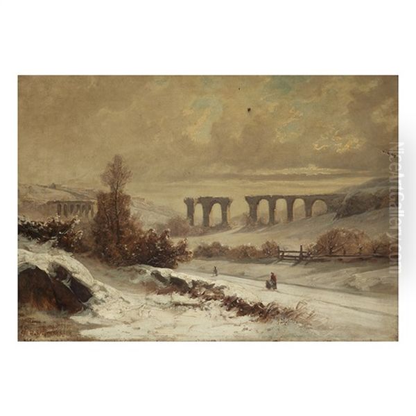 L'aqueduc De Bonnant Oil Painting by Henri Joseph Harpignies