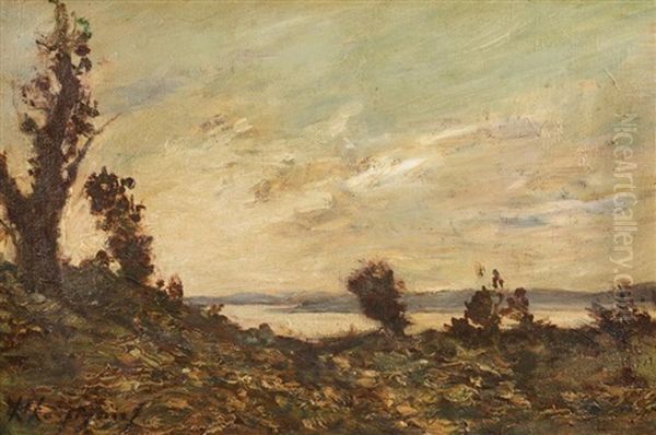 Paysage, Bord De Riviere Oil Painting by Henri Joseph Harpignies