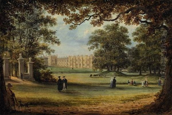 The Provost's Lodge, King's College, Cambridge; And View Of King's College, Cambridge (pair) Oil Painting by Richard Bankes Harraden